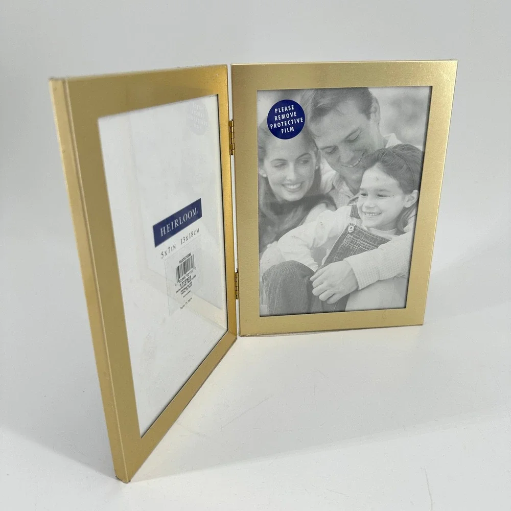 Heirloom Gold Metal Double Hinged 5x7 Picture Frame 183357GW Tabletop Decor